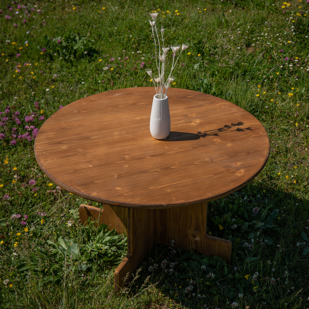 table basse ronde en bois - Wood Stock Réception - Gers - Sud Ouest