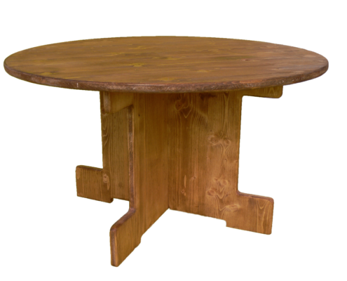 table basse ronde-location moblier bois - wood stock reception - gers - sud ouest